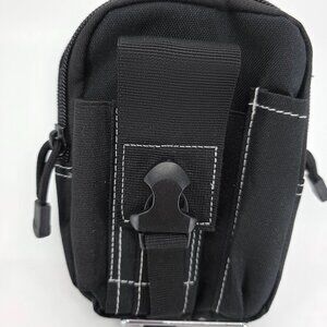 Black Utility EDC Pouch with Contrast Stitching Belt Bag Crossbody Attachment